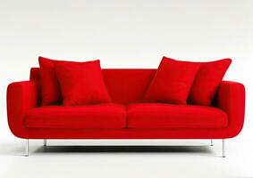 komfortabel rot Sofa. generativ ai foto