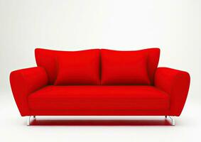 komfortabel rot Zuhause Sofa. generativ ai foto