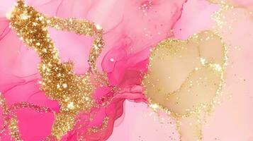 pastellrosa elegantes alkoholtintendesign mit goldglitter foto