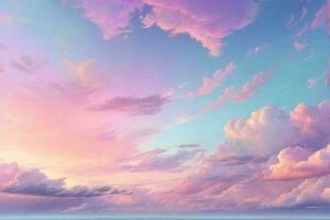 Pastell- Himmel Hintergrund, verträumt Himmel Hintergrund, Pastell- Himmel Hintergrund, Fantasie Himmel Hintergrund, glühend Himmel Hintergrund, ai generativ foto