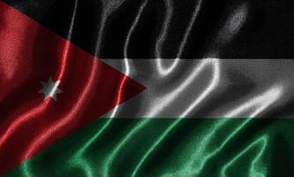 Tapete von Jordan Flag und wehende Flagge von Stoff. foto