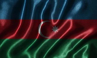 Tapete von Aserbaidschan-Flagge und wehende Flagge von Stoff. foto