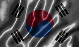 Tapete von Südkorea-Flagge und wehende Flagge von Stoff. foto