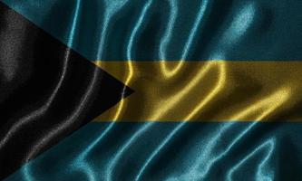 Tapete von Bahamas-Flagge und wehende Flagge von Stoff.