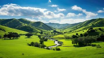 szenisch Senke Park Grün Landschaft ai generiert foto