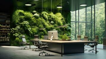 Pflanze Raum Büro Grün Hintergrund ai generiert foto