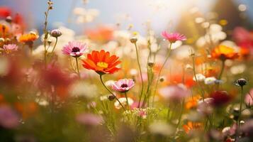 Frühling Sommer- Makro Hintergrund beschwingt ai generiert foto