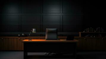 modern Zimmer Büro schwarz Hintergrund ai generiert foto