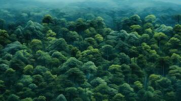 Grün Blau Aussicht Wald Landschaft ai generiert foto