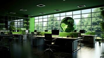 Planet Raum Büro Grün Hintergrund ai generiert foto