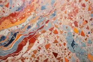 Regenbogen Farbe Terrazzo Textur, bunt Terrazzo Textur Hintergrund, multi Farbe Terrazzo Mosaik Fliesen, ai generativ foto