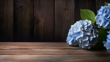 Hortensie Hortensie Macrophylla auf hölzern, ai generativ foto