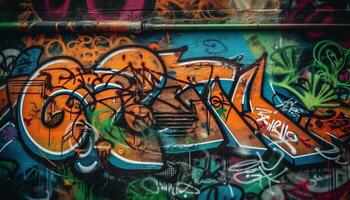 beschwingt Graffiti Wandgemälde zeigt Jugend Kultur Kreativität generiert durch ai foto