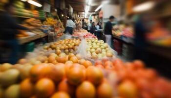 frisch organisch Orangen zum gesund Essen beim überfüllt Supermarkt Verkauf generiert durch ai foto