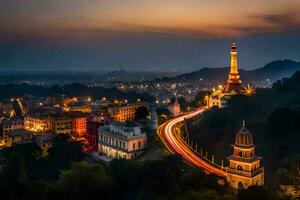 das Stadt von Myanmar beim Nacht. KI-generiert foto