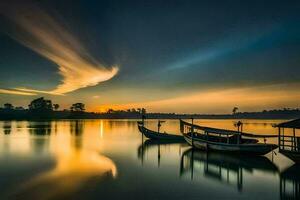 Foto Hintergrund das Himmel, Boote, das Wasser, das Himmel, das Wasser, das Himmel,. KI-generiert