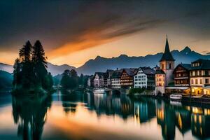 das schön Stadt, Dorf von blasen, Schweiz. KI-generiert foto