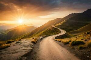 das Straße zu das Berge. KI-generiert foto