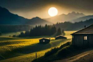 Foto Hintergrund das Himmel, Berge, das Sonne, das Berge, das Sonne, das Berge,. KI-generiert