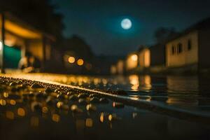 Foto Hintergrund das Mond, Nacht, Wasser, das Stadt, das Mond, das Stadt, Die. KI-generiert