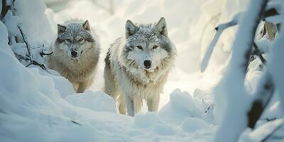 Schnee Wolf wackeln Schneesturm, ai generativ foto