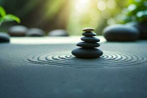 Zen Steine auf das Zen Garten. KI-generiert foto