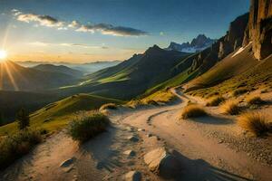 das Straße zu das Dolomiten. KI-generiert foto