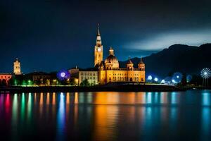 das Stadt von salzburg beim Nacht. KI-generiert foto