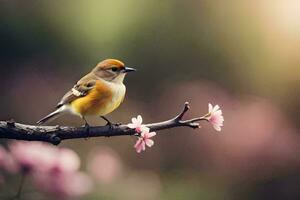 Foto Hintergrund Vogel, das Blumen, das Vogel, das Blumen, das Vogel, das Blumen,. KI-generiert