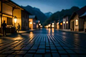 ein Straße beim Nacht mit Menschen Gehen auf Es. KI-generiert foto