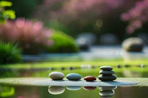 Zen Garten im das Park. KI-generiert foto