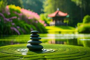 Zen Garten im das Park. KI-generiert foto