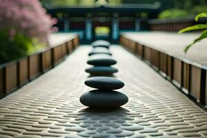 Zen Steine im ein Zen Garten. KI-generiert foto