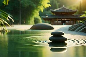Zen Garten, Japan, Zen Garten, Zen Garten Lager Fotos, Gebührenfrei. KI-generiert foto