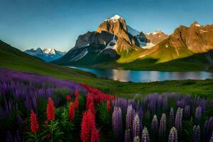 das Blumen von das Berge. KI-generiert foto