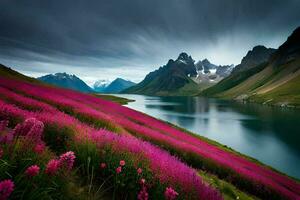 das Blumen von das Berge. KI-generiert foto