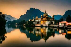 das golden Tempel, Kerala, Indien. KI-generiert foto