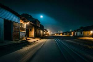 ein lange Exposition fotografieren von ein Straße beim Nacht. KI-generiert foto