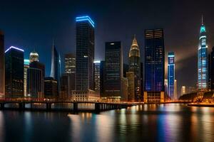 das Stadt Horizont beim Nacht im Singapur. KI-generiert foto