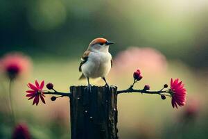 Foto Hintergrund Vogel, Blumen, das Himmel, das Sonne, das Blumen, das Vogel, Die. KI-generiert