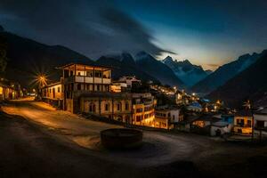 das Dorf von Kathmandu, Nepal beim Nacht. KI-generiert foto