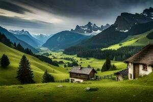 das Haus im das Berge. KI-generiert foto