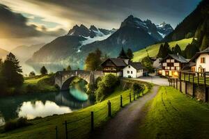 das Dorf von Alpbach, Schweiz. KI-generiert foto