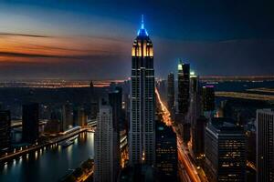 das Chicago Horizont beim Nacht. KI-generiert foto