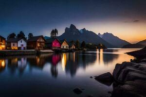 Foto Hintergrund das Himmel, Berge, Wasser, das Meer, das Berge, das See, Die. KI-generiert