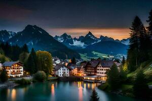 Foto Hintergrund Berge, das Himmel, See, das Berge, das See, das Berge, Die. KI-generiert