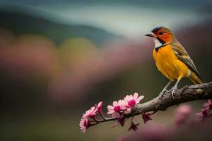 Foto Hintergrund Vogel, das Blumen, das Vogel, das Blumen, das Vogel, das Blumen,. KI-generiert