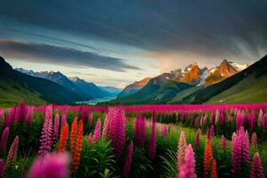 das Blumen von das Berge. KI-generiert foto