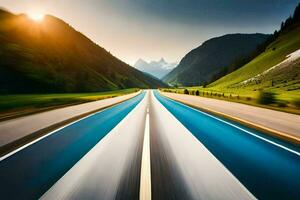 ein Autobahn mit ein Auto Fahren auf Es. KI-generiert foto