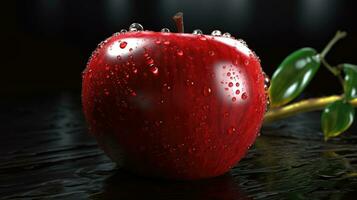 ein lecker reif rot Apfel, ai generativ foto
